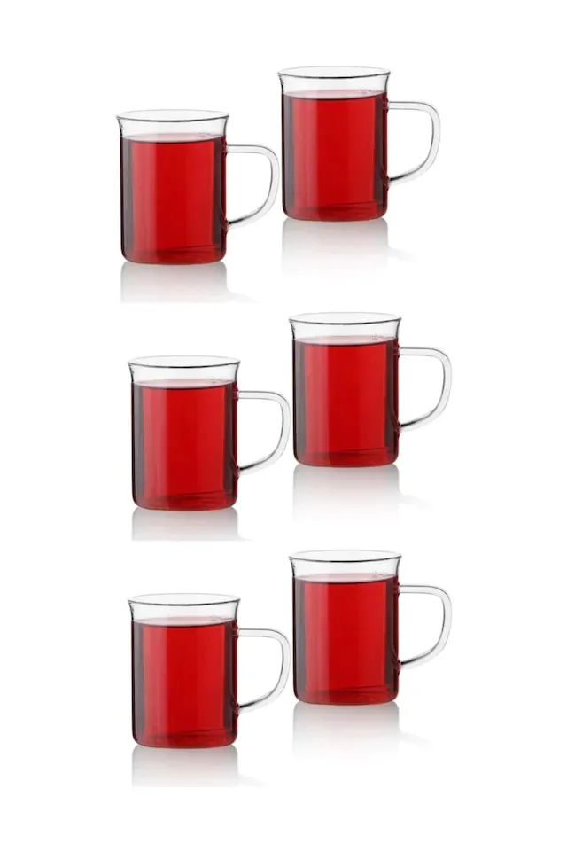 

! !! NEW!!! 6 PCS Lux Slim Glass Pyrex Mug Cup 6l 400417999