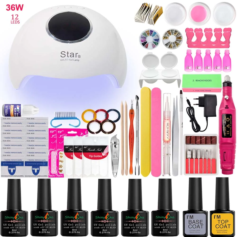 6 nail polishes 6/10/12 шт 36 Вт USB нейл-арта набор инструментов для маникюра Набор с лампой гель набор для маникюра инструменты для маникюра Комплект Гель-лак для ногтей - Цвет: 6 nail polishes