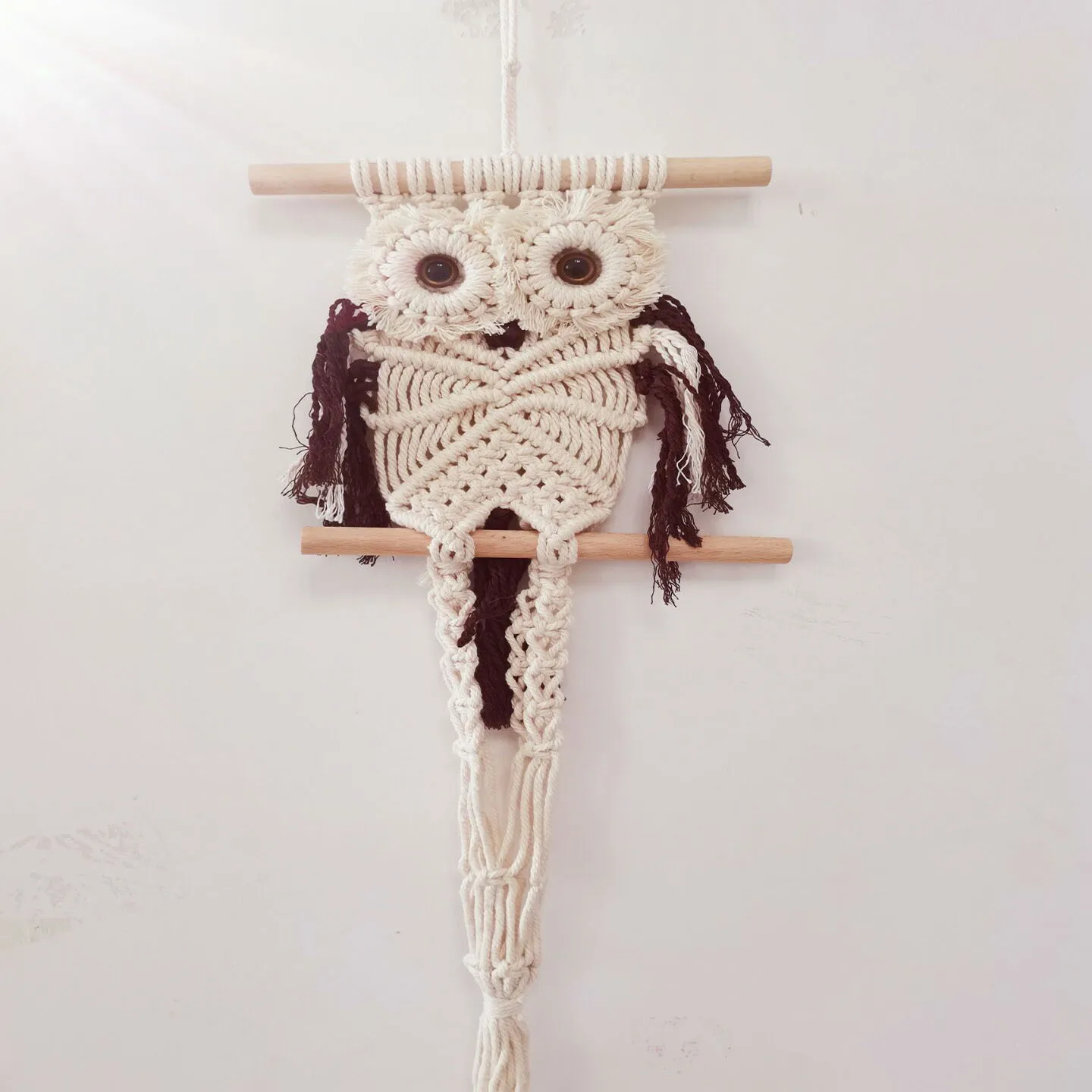 

Home accessories pendants hand-woven rope owl creative wall net pocket flower pot hanging basket decoration wall hanging