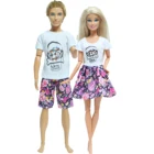 Повседневное платье для куклы микс 2 шт.компл., одежда с цветочным узором для мальчиков и девочек, Одежда для куклы Барби, аксессуары для кукол Кена, игрушки сделай сам