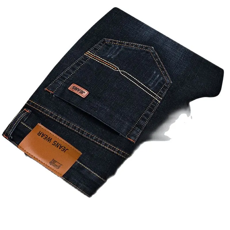

2021 Men's Fashion Business Jeans Classic Style Casual Stretch Slim Jean Pants Male Brand Denim Trousers Black Blue