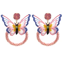 new luxury fashion round dangle drop korean earrings for women big butterfly gold earring for women 2021 jewelry wedding aretes