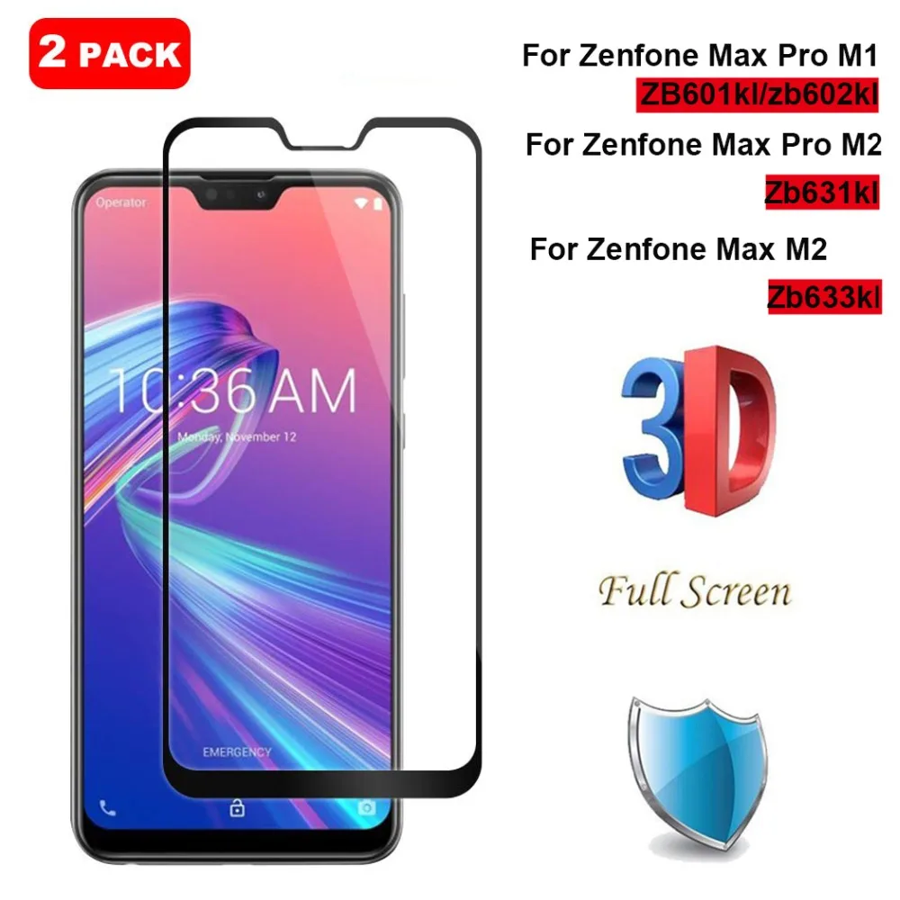 3D полное покрытие из закаленного стекла для Asus Zenfone Max Pro M2 ZB631KL ZB633KL Защита экрана M1