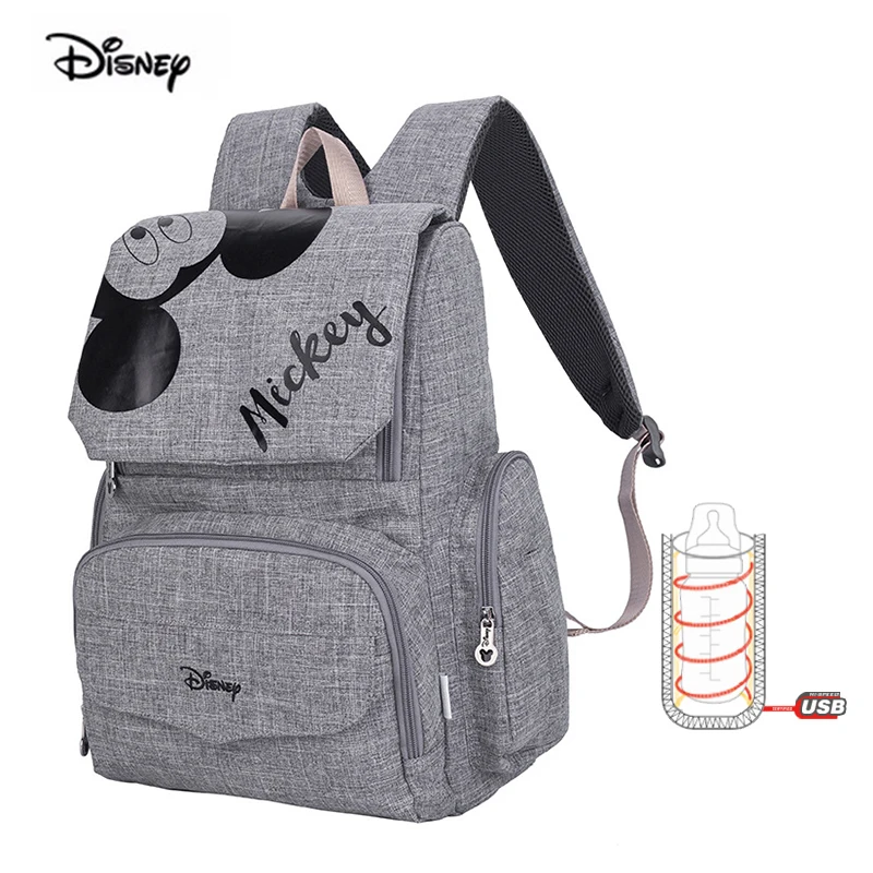 Gray Disney, сумка для мамы, женская, многофункциональная, подгузник, детская, USB, бутылка, изоляция, сумка для беременных, большая емкость, рюкзак для подгузников, красный - Цвет: Gray