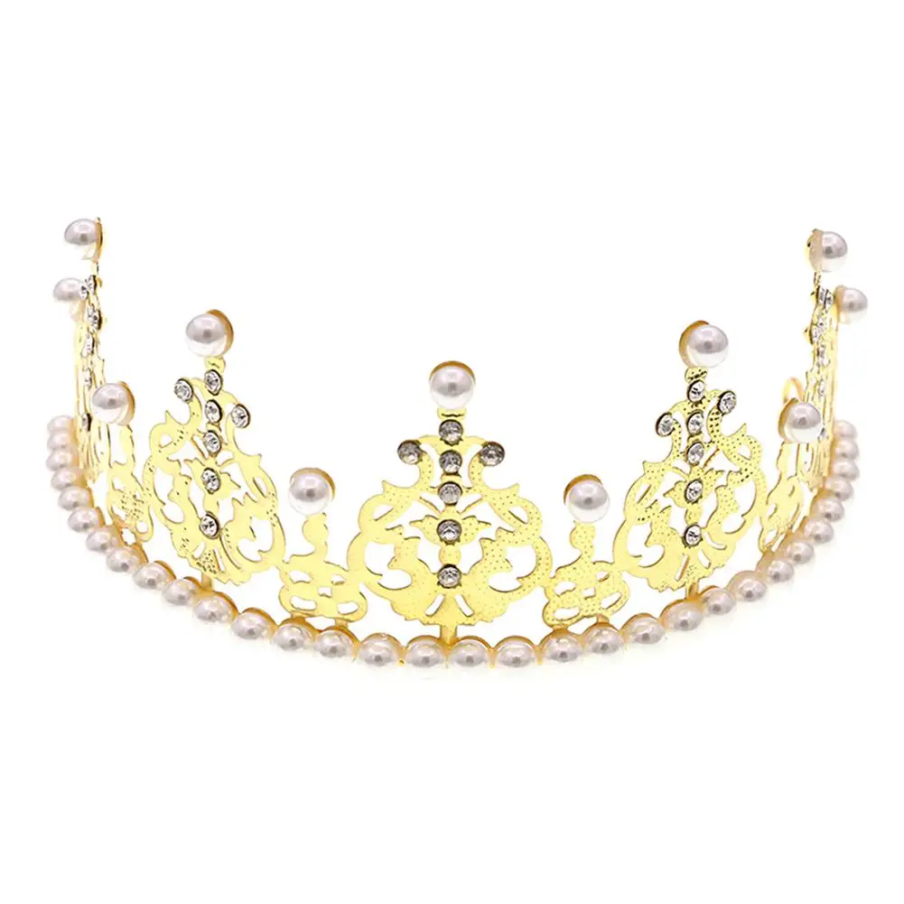 

16cm Sparkling Rhinestone Faux Pearl Tiara Crown Wedding Party Birthday Headwear Bridesmaid Tiara Crown Headband Girls Crystal