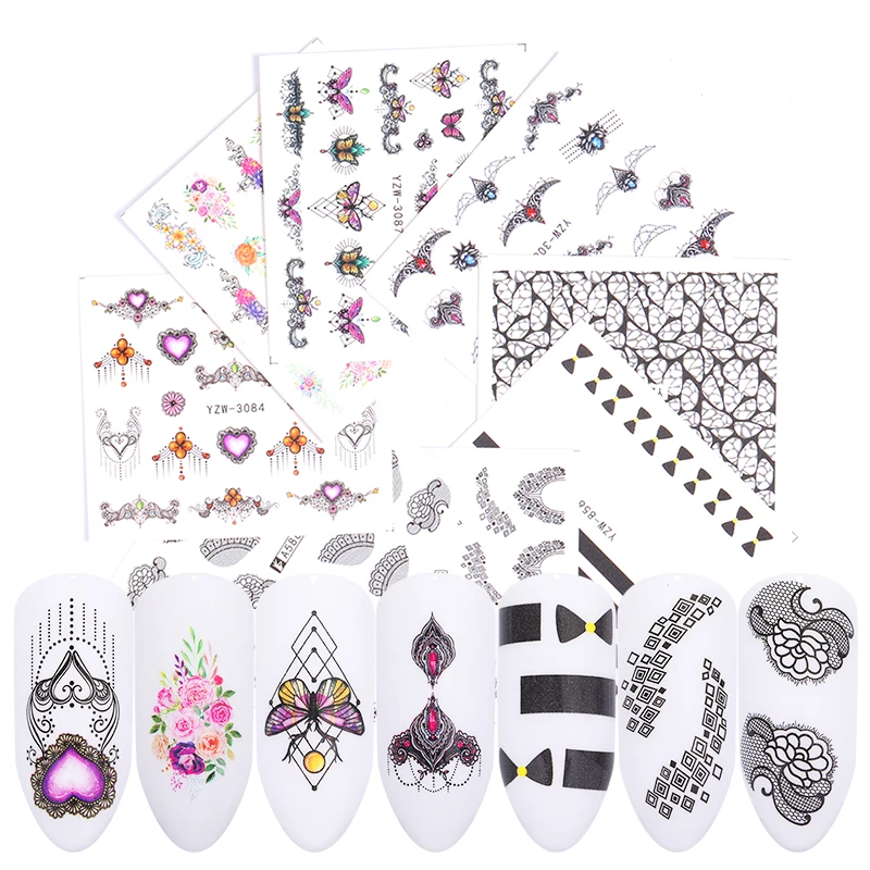 1 лист ожерелье узор простой полосой ногтей водяные наклейки для маникюр