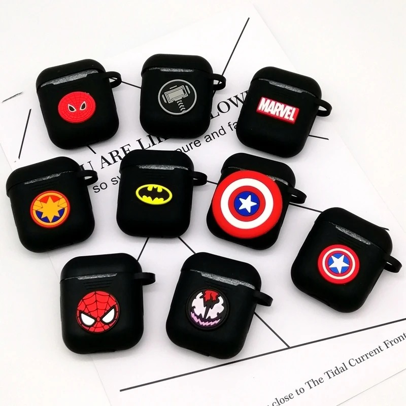 Marvel, Человек-паук, Супермен, беспроводные наушники, Airpods, чехол, сумка для Apple AirPods1/2, черный, красный, Бэтмен, bluetooth-гарнитура, коробка