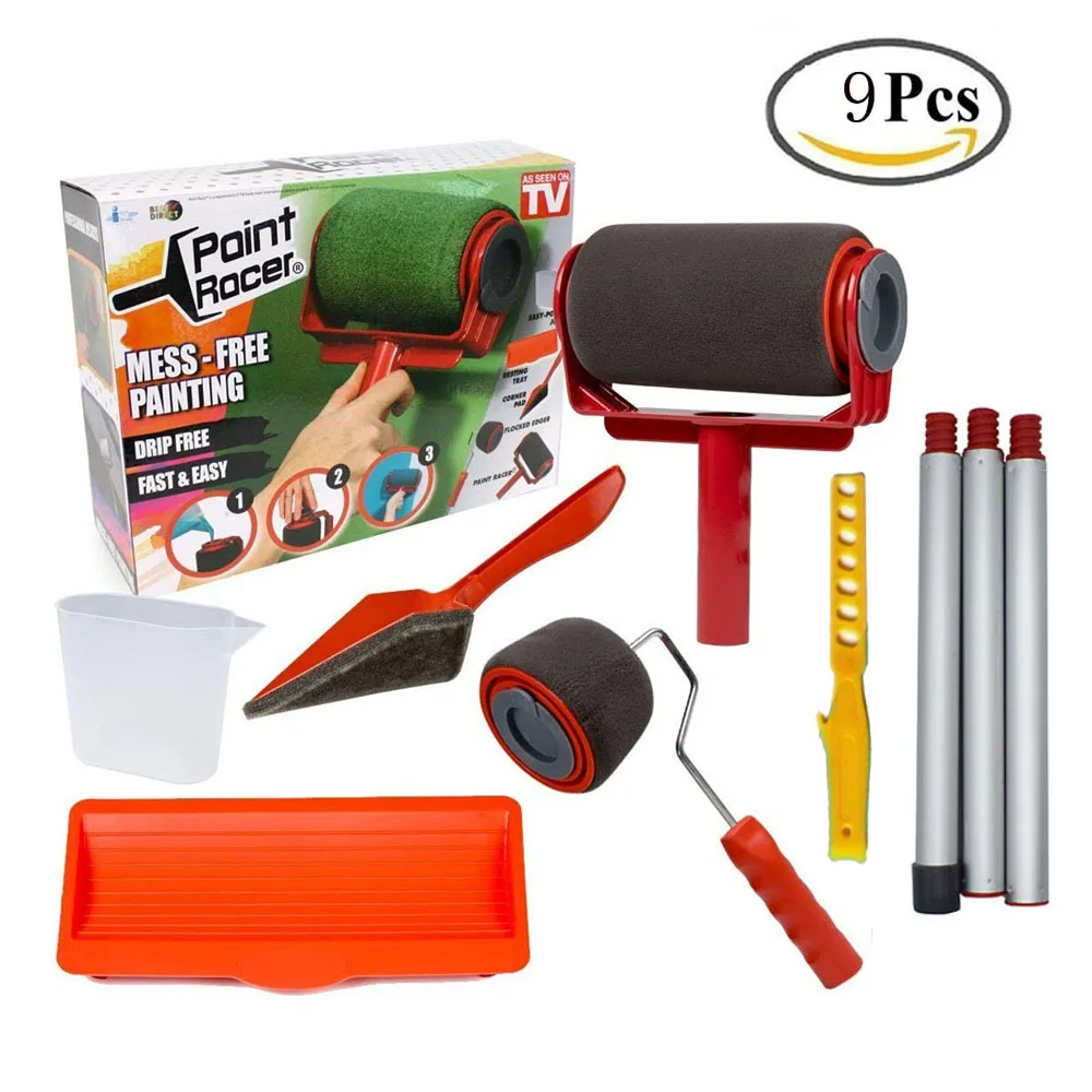 

9pcs Wall Decorate Painting Roller Brush Set Paint Runner Pro Brush Kit Multifunctional House Paint Rollers Runner Pro Tools Set