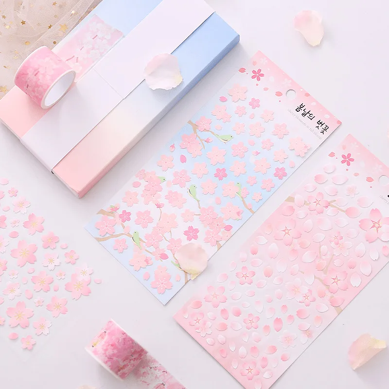 1 шт./лот Kawaii Стикеры романтические вишня в цвету рук милые декоративные наклейки