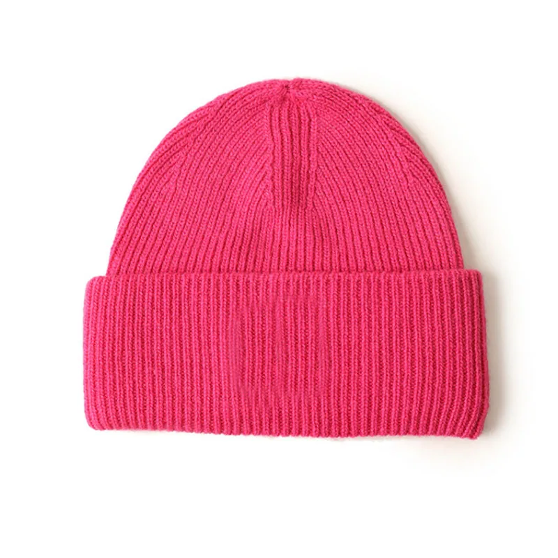 CAVME7 Hot pink CAVME, шерстяные шапки бини, шапки, унисекс, Повседневные шапки, одноцветные, для женщин, мужчин, зимние шапки для девушек, 99% Натуральная шерсть - Цвет: CAVME7 Hot pink