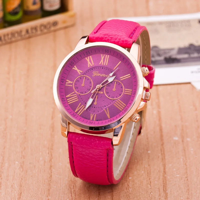 

Geneva 2019 Quartz Women's Watch Three Eyes Drill leather strap Watches Plating Classic Women's Crystal Watch zegarek damski