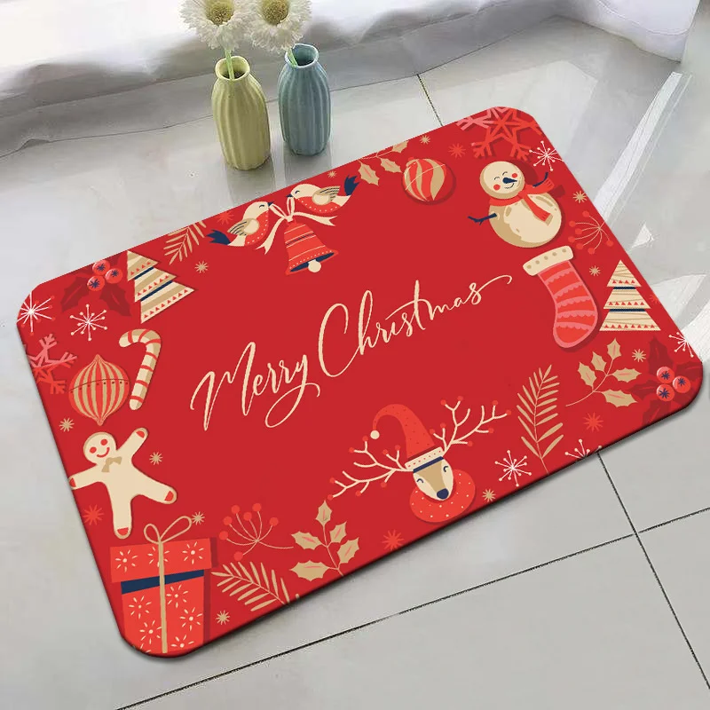 

Red Festive Starter Cartoon Bath Mats Living Room Rugs Bedroom Rugs Christmas and New Year Theme Rugs