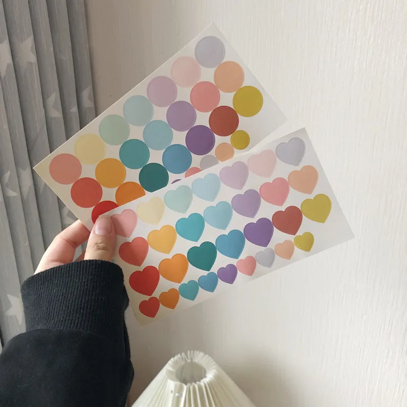 SIXONE Ins постепенное милое круглое украшение Cordiform наклейки Корея девушка дневник