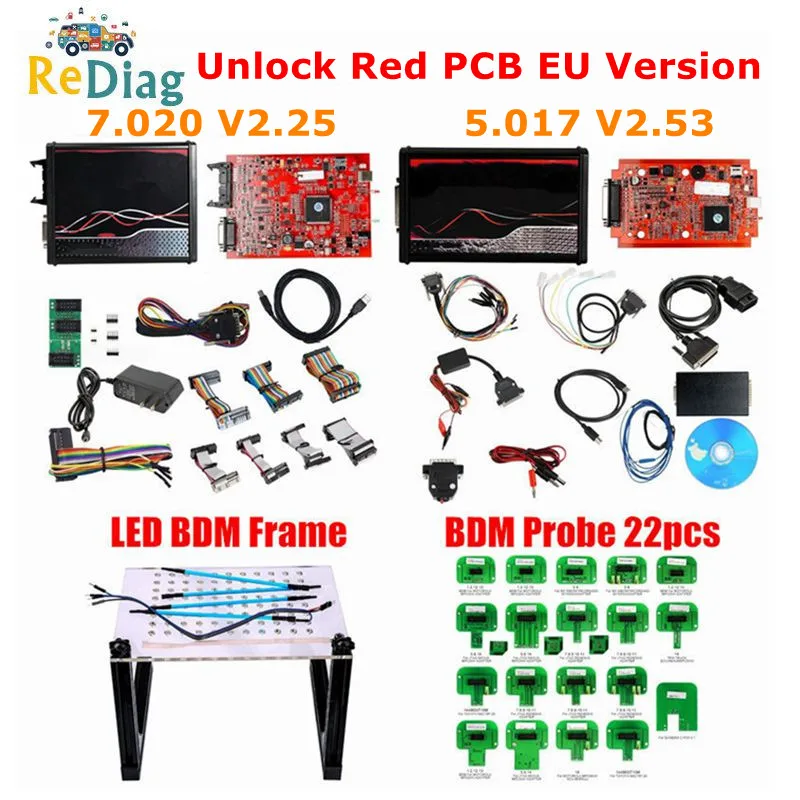 Программатор для грузовика V2 V5.017 полный комплект настройки OBD2 Manager 7 020 V2.25 Red PCB EU