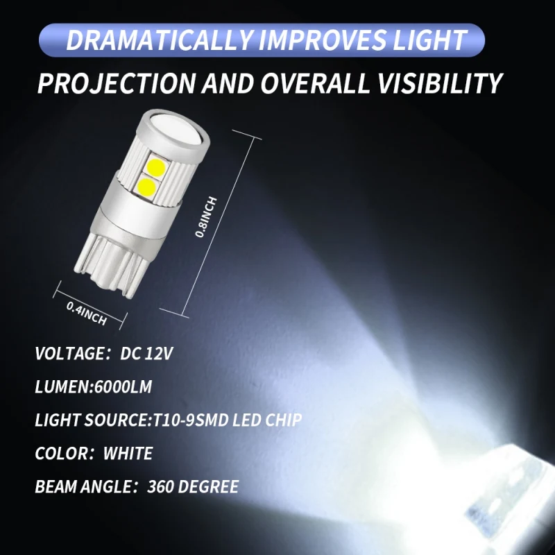 2 шт./компл. T10 9smd светодиодный лампы W6W 194168 внешний внутренний светильник с can bus 3030