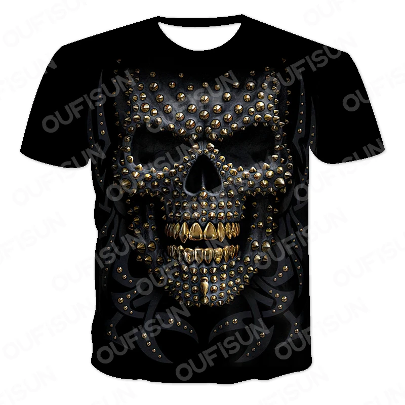 

2021 summer new 3D printing skull horror T-shirt rock t-shirt men's casual T-shirt crew neck fashion T-shirt
