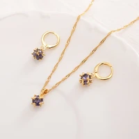 18 k fine solid yellow gold filled rainstone ball jewelry sets cz crystal elegant earring for women charms party gift