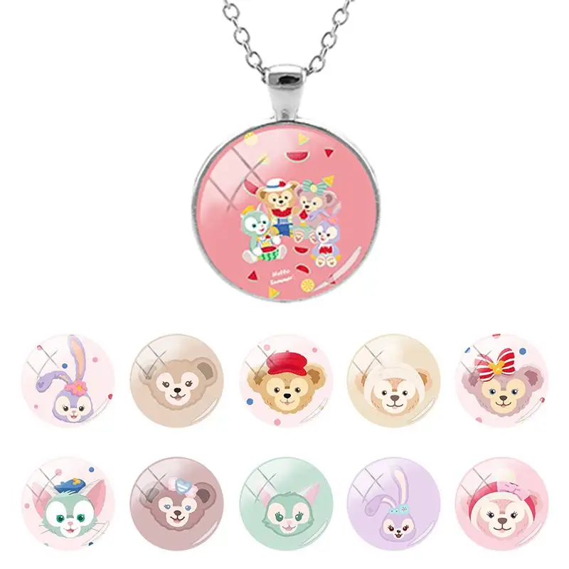 

Disney Cartoon Character Duffy, Stella, Tony, ShellieMay Glass Dome Pendant Long Necklace Cabochon Jewelry Gifts for Girls DDF01