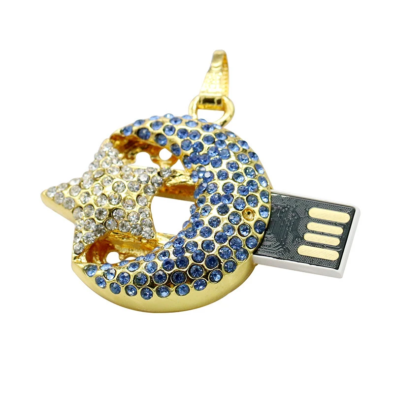 Флеш-накопитель металлический Кристальный usb флэш-накопитель Moon Star usb-флеш-накопитель в подарок 64 Гб 128 Гб флешки 8 ГБ 32 ГБ 16 ГБ ожерелье флешки U диск