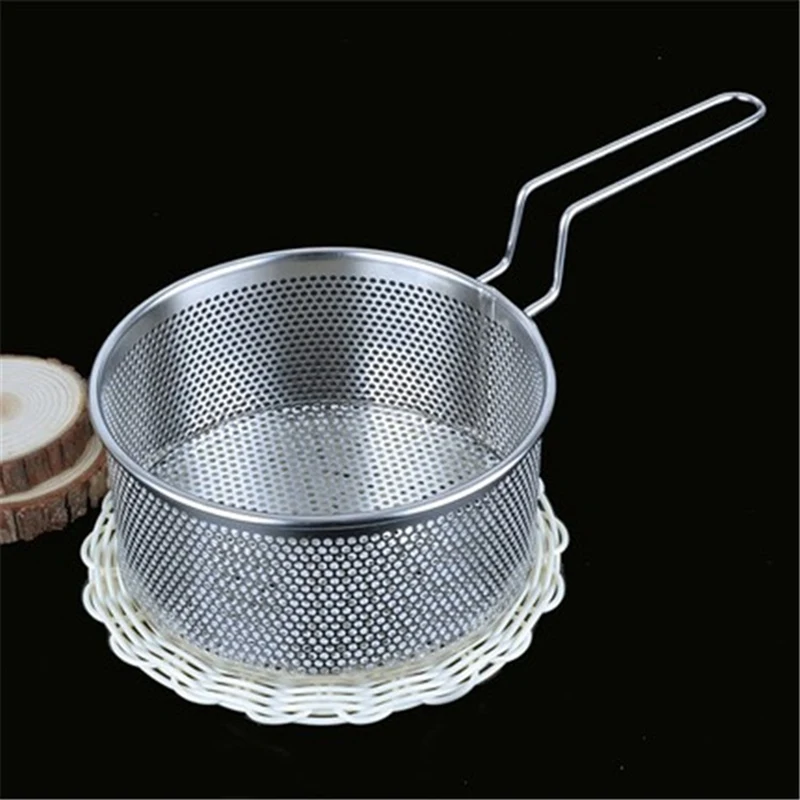 

Stainless Steel Colander Mesh Basket Kitchen Noodle Dumplings Strainer Deep-fried Frying Pan Spoon Colander Cooking Tools
