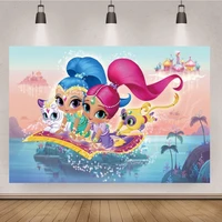 little girls with red and blue hair photography backgrounds customize summer shine girls baby shower birthday party backdrops