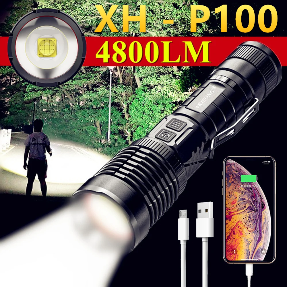 

9Core XHP100 Most Powerful LED Flashlight XHP90 Tactical Flashlight 26650 USB Charging Flash Light Cree XHP70/P50 Torch Light