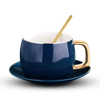 luxury nordic creative coffee cup with spoon afternoon tea coffee cups gold handmade eggshell heat resistant cup large mug noel