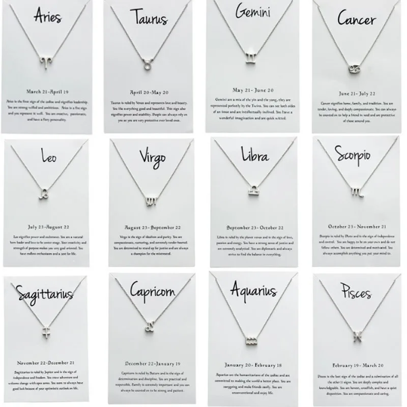12 Созвездие зодиака ожерелье с подвеской со знаком Золотая короткая цепочка