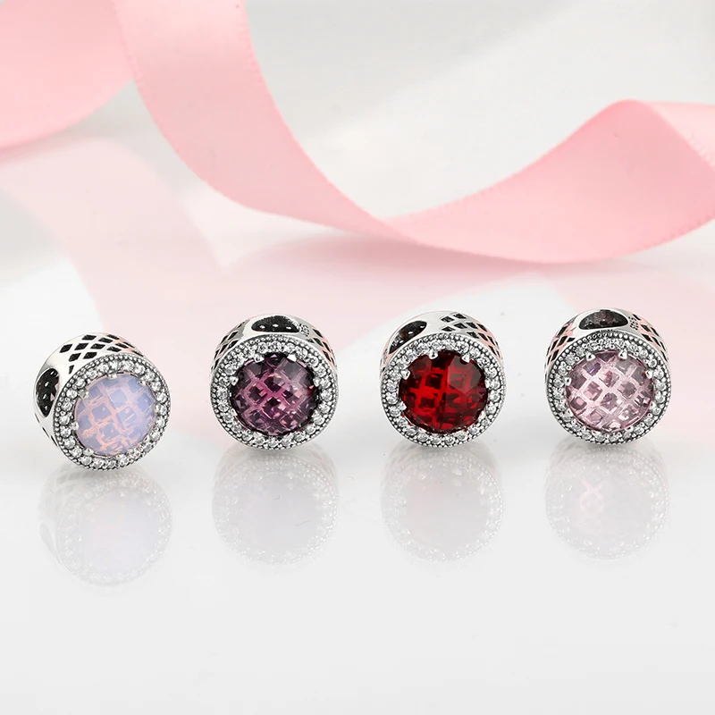 

New Fashion sparkling 9 Colors Crystal Zircon beads 925 Sterling Silver Jewelry making Fit Original Mikiwuu Charm Bracelets