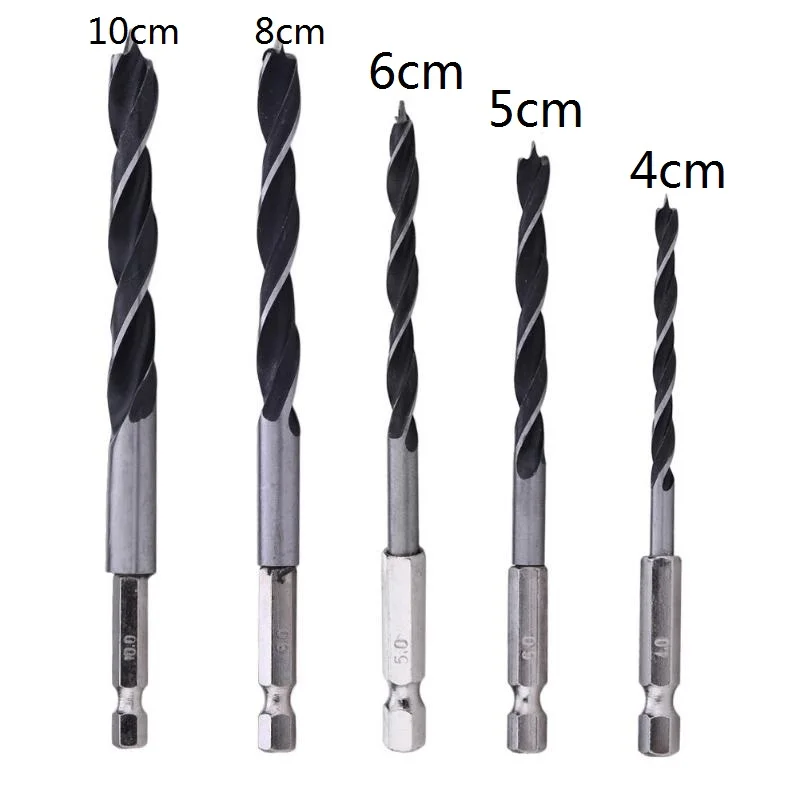 

5pcs Drill Bit Set Change MetalWorking Tools 1/4 Hex Shank Wood HCS Rustproof Woodworking Tools Drill Hexagonal Shank