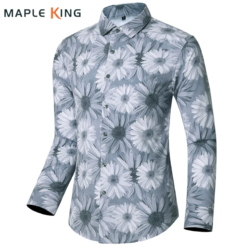 

Mens Shirts Chemise Homme Fantaisie Vintage Long Sleeve Social Camisas Party Luxury Men Clothing Floral Printed Blusas Tops 7XL