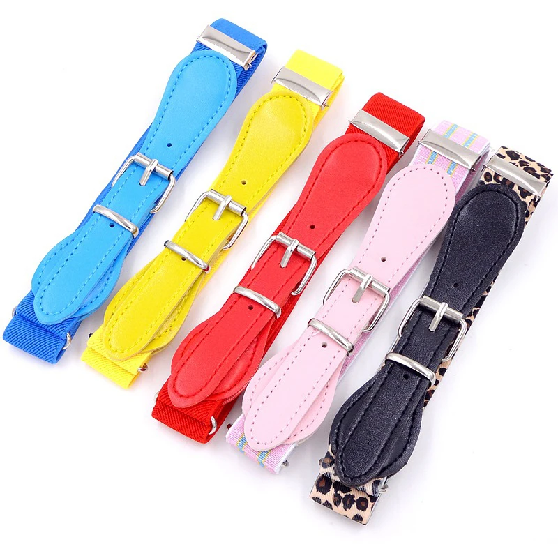 1Pc Fashion Candy Color Children Belt Buckle Canvas Elastic Belt Boys Girls Kids Outdoor Casual Adjustable Knitted Stretch Belts