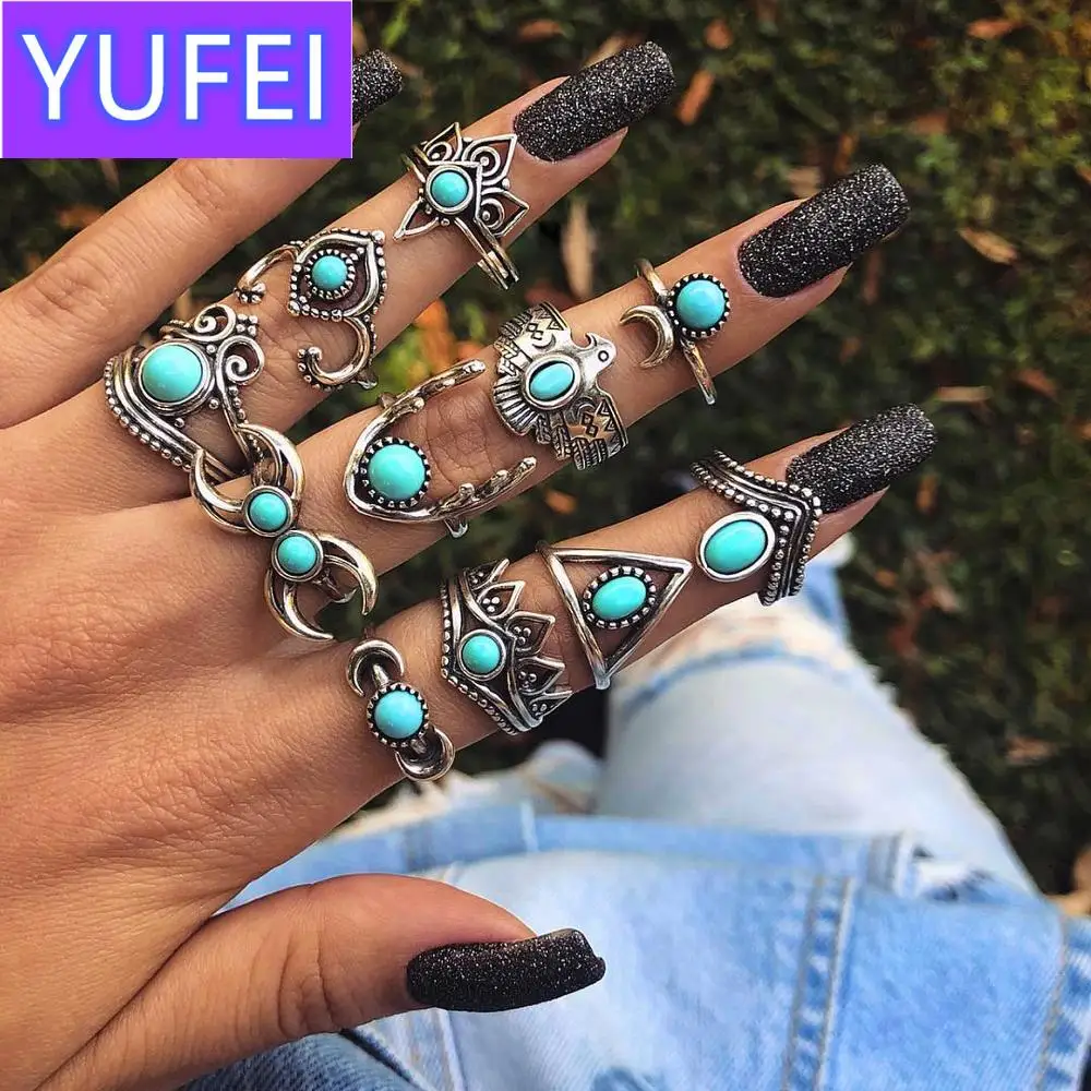 

32 Styles Boho Midi Knuckle Finger Rings Set For Women Vintage Crystal Elephant Crown Geometric Gold Rings Girl Jewelry