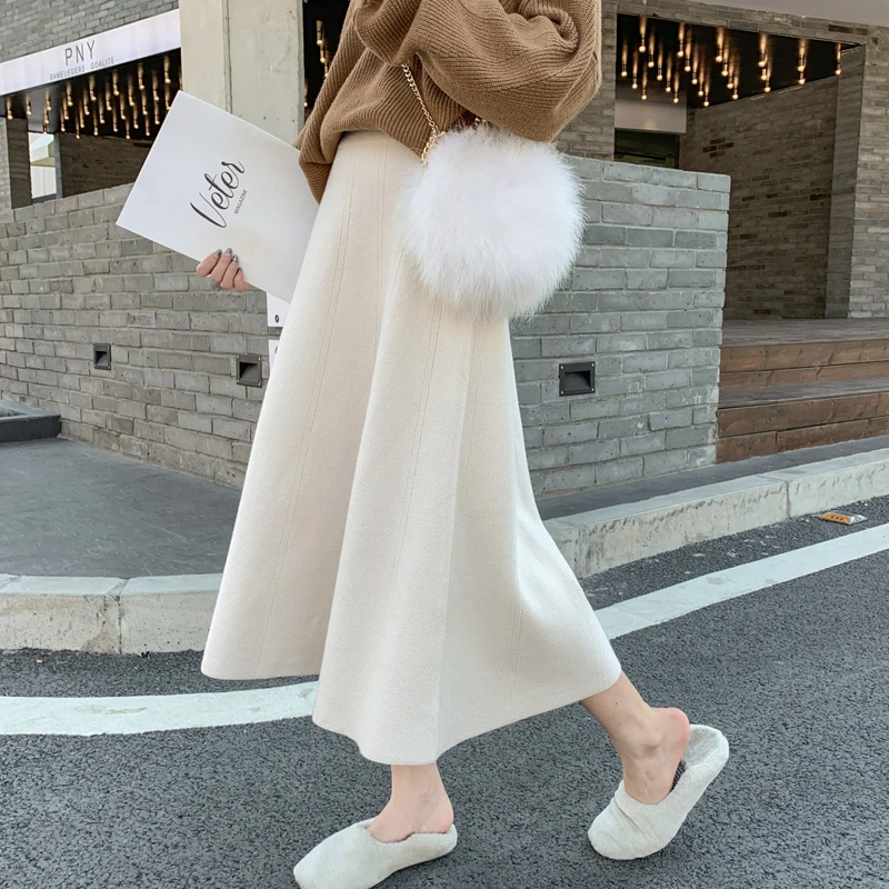 

Skirt Faldas High Waist Largas Women Jupe Long Femme Korean Fashion Dress Vetement 2021 Clothing Autumn And Winter Simplicity Sw