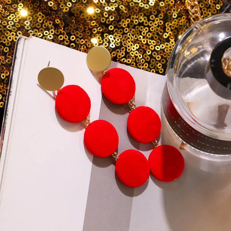 Зимние новые бархатные длинные серьги для женщин красные черные белые