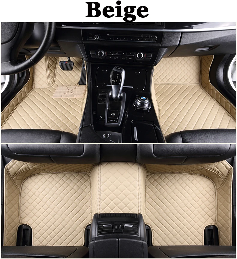 Beige Пользовательские автомобильные коврики для Mercedes Benz W203 W204 W205 W201 W202 AMG C43 C63 C200 C220 водонепроницаемый кожаный Противоскользящий ковер - Название цвета: Beige