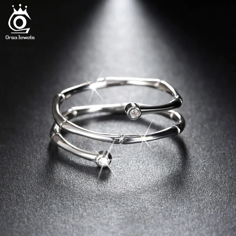 ORSA JEWELS Настоящее 925 стерлингового серебра женские кольца с фианитами алмазным