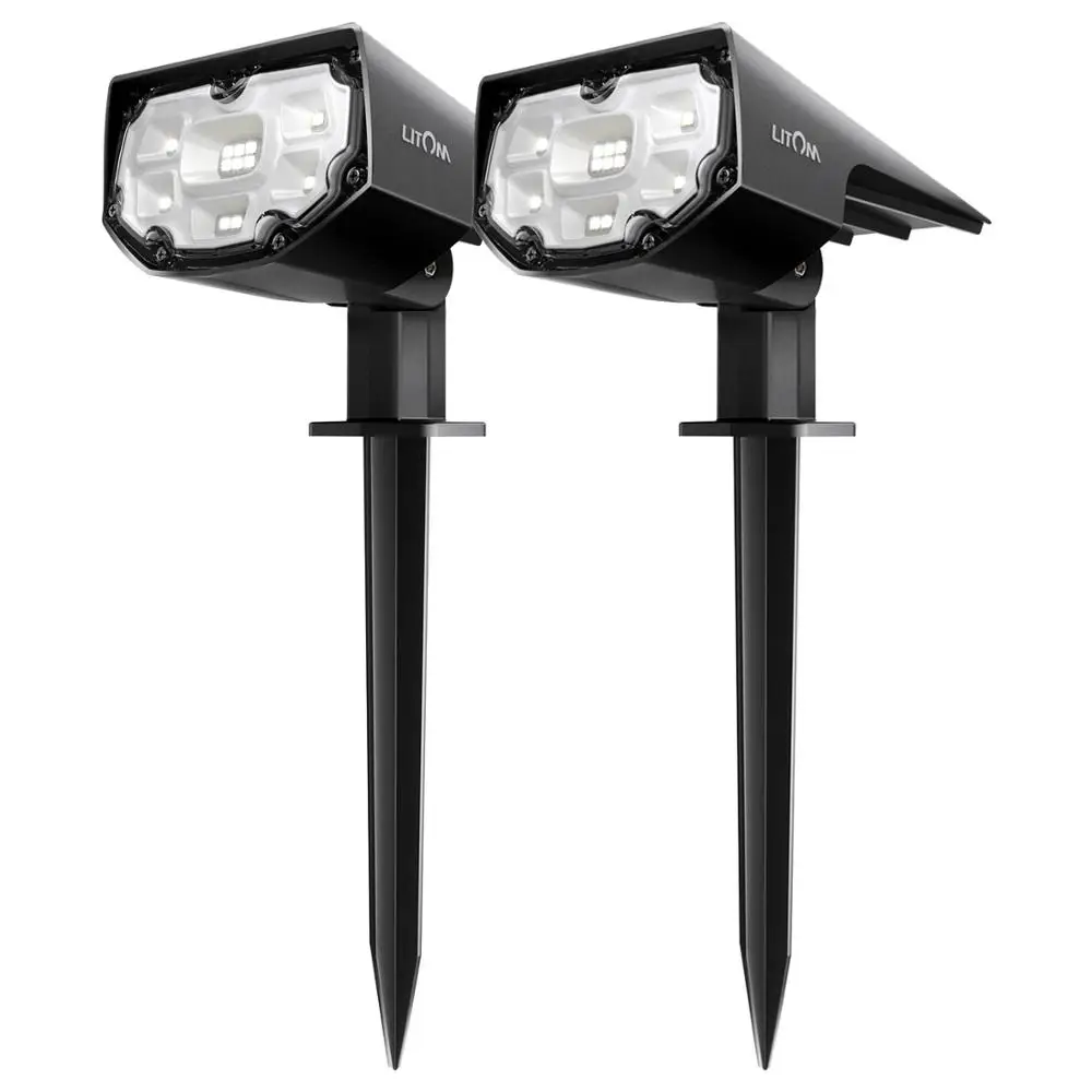 2 Pack Litom CD190 12 Светодиодный светильник на солнечных батареях для газона s IP67 Водонепроницаемый 2 Светильник Модели солнечный светильник s для двора тропинки настенный открытый сад - Испускаемый цвет: 2 Pack