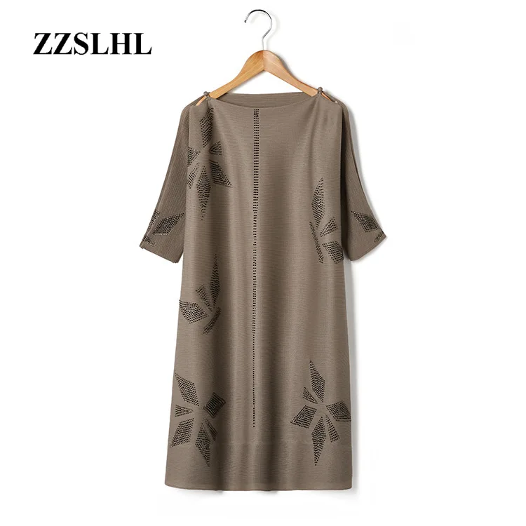 

Summer women's clothes slash neck button pleated dress 2020 new loose printting elastic fabric dress personality YJ503