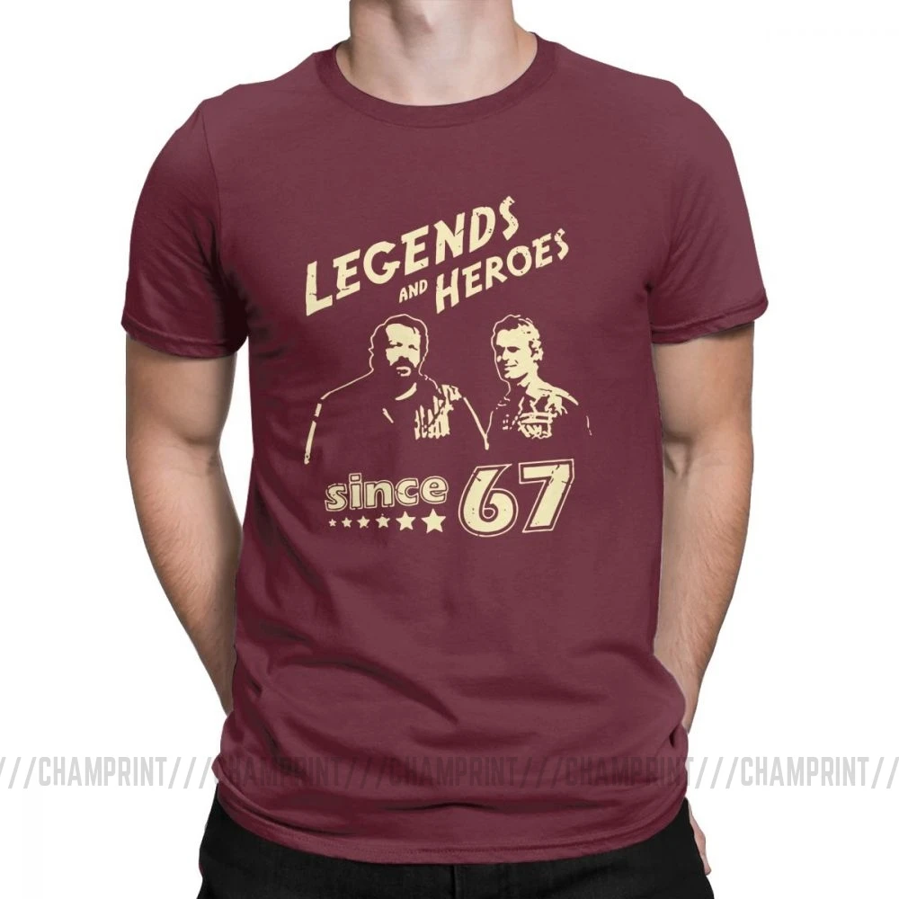 Бургундия Мужские футболки Bud Spencer Legends And Hero Since 67, новинка, Теренс Хилл, топы с короткими рукавами и круглым вырезом, хлопковая футболка, идея подарка, футболка - Цвет: Бургундия