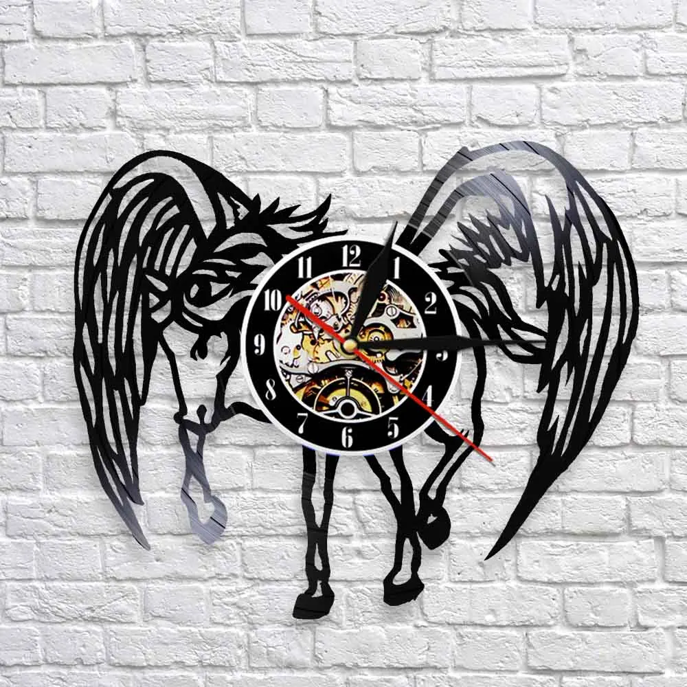 Настенные часы Pegasus винтажные настенные художественные фэнтезийные с лошадью