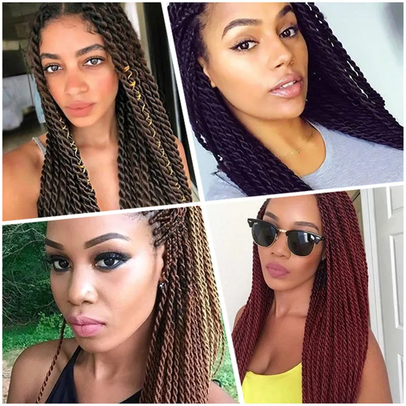 

Ombre Senegalese Twist Hair Crochet Braids 18 Inch Synthetic Soft Crochet Braiding Hair Extension for Women Grey Blonde Burgundy