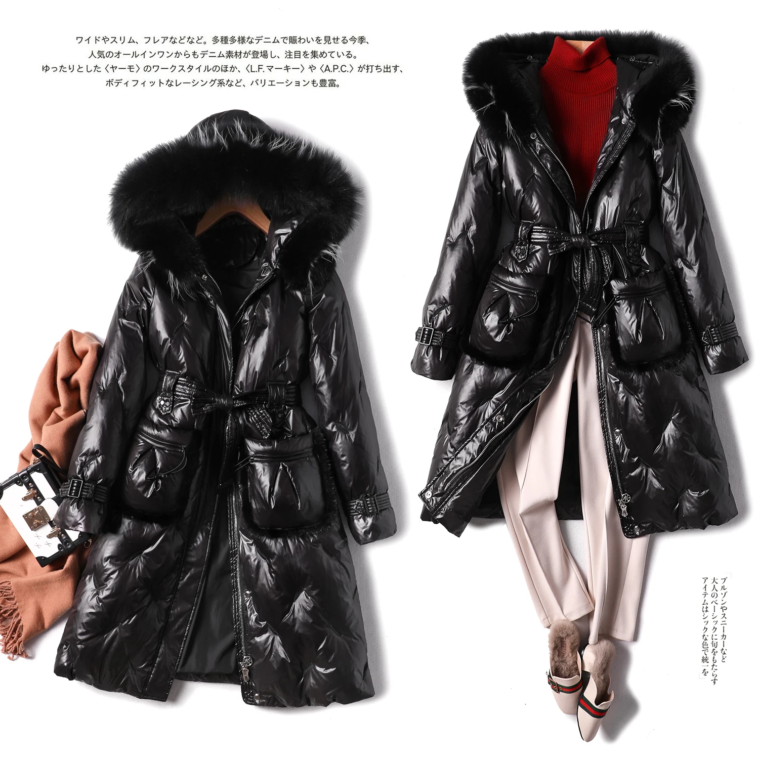 

SHUCHAN 2020 Winter New Women Jacket Coats Wide-waisted Zipper High Quality Long Winter Jacket and Coat for Women Hood