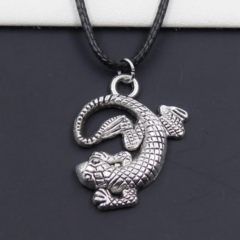 Модный Gecko Ящерица Тибетский серебристый цвет кулон ожерелье чокер очарование