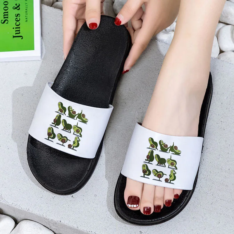 

Cartoon Slippers Non-slip Home Indoors Slippers Bathroom Flip Flops Beach Sandals Summer Slippers Avocado Fun Slipper Girls