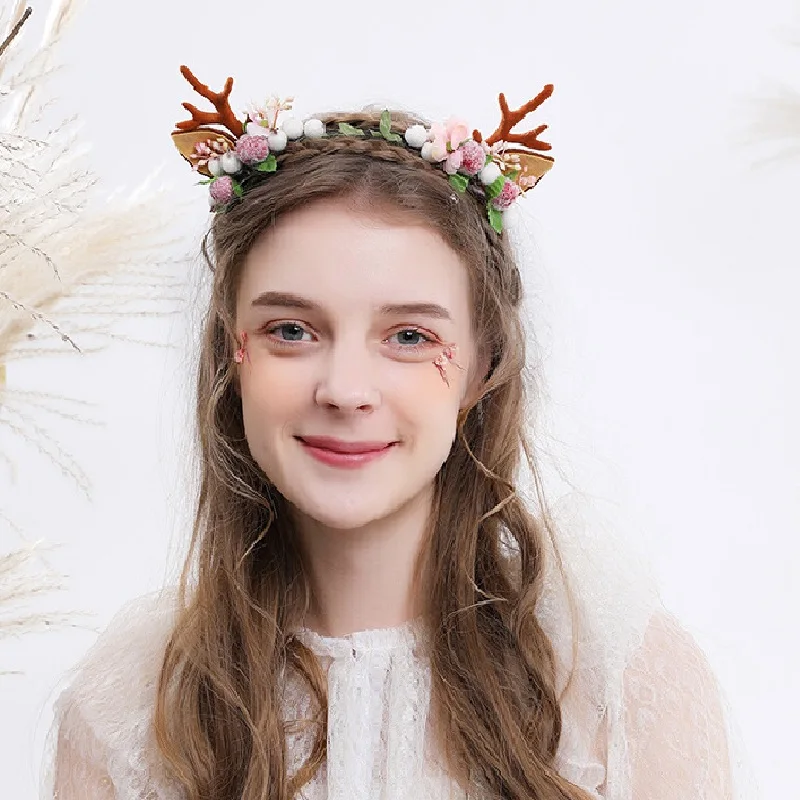 Прямая поставка Новинка Рождественский головной убор с рогом оленя для женщин и