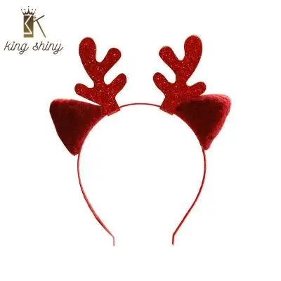 

Elegant Christmas Santa Elk Decoration Headband for Woman Lovely Cat Ear Deer Horn Hairband Xmas Gifts for Monther Girl Friend