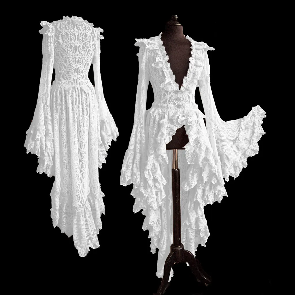 5XL плюс Размер модное женское средневековое винтажное платье осень зима рукава