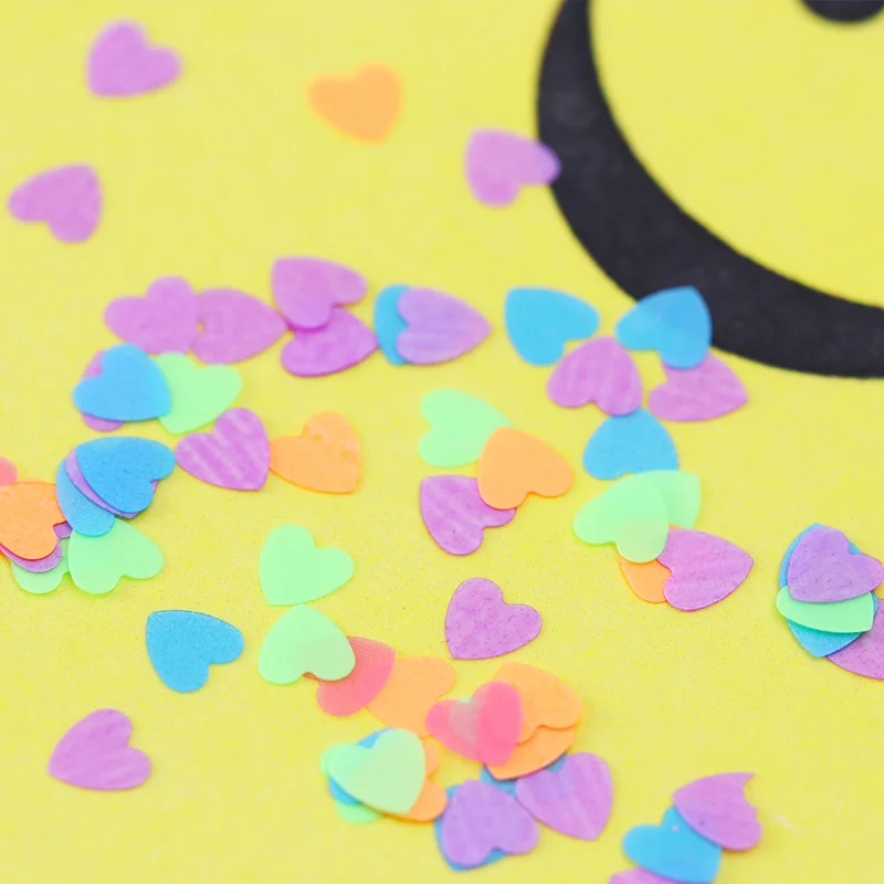 Неоновые Блестки для ногтей в форме сердца 4 мм ультратонкие флуоресцентные