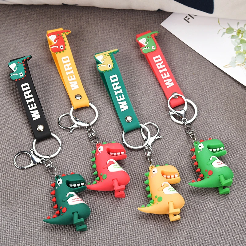 Модные брелоки из ПВХ с подвеской в виде мультяшного динозавра сумке держатель